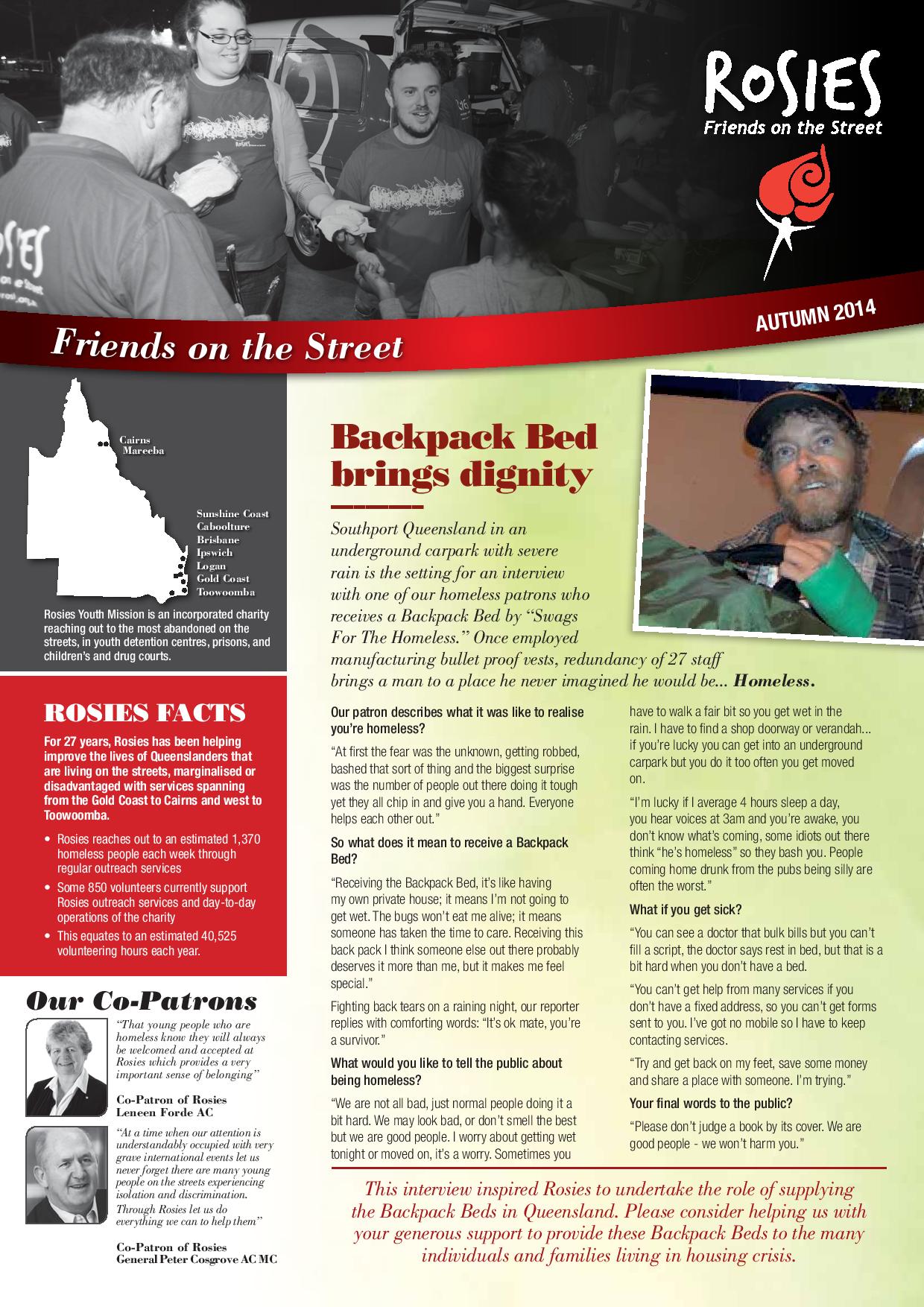 Rosies Newsletter Autumn 2014 front page